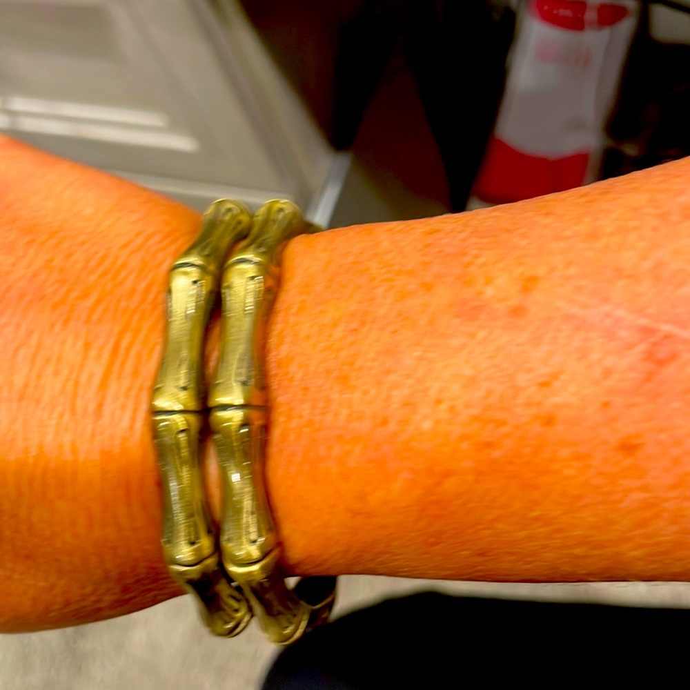 2 bamboo bangles with spring opening